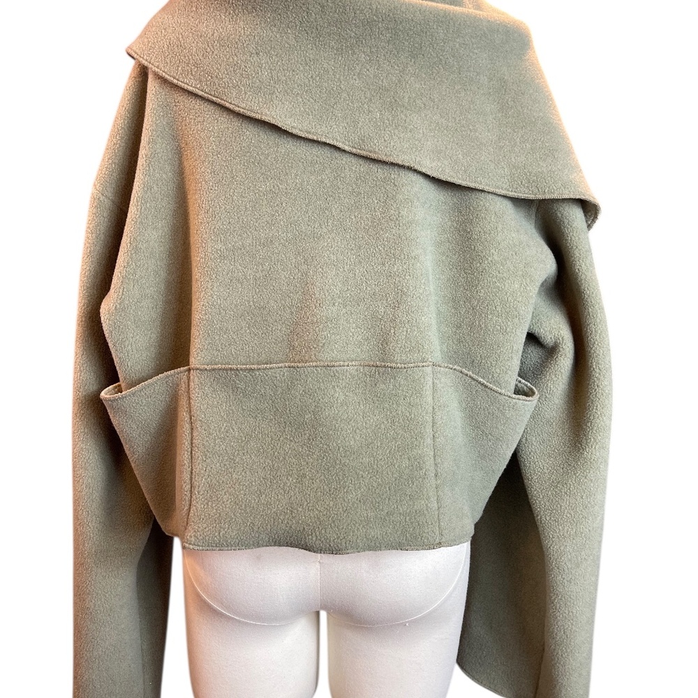 Giselle Shepatin Lagenlook Fleece Cropped Green Jacket One Size Fits All - Picture 4 of 7